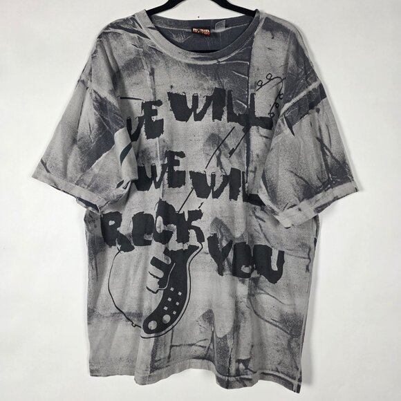 Vintage We Will Rock You All Over Print Mens XL Short Sleeve Graphic T Shirt - Picture 1 of 6
